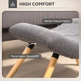 HOMCOM Nowoczesny podnóżek z materiałem Fleece i drewnianymi nogami, tapicerowany, do salonu, sypialni, korytarza, Ciemnoszary