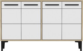 Komoda – 120 cm x 30 cm x 75 cm – Dąb szafirowy i biel – MDF