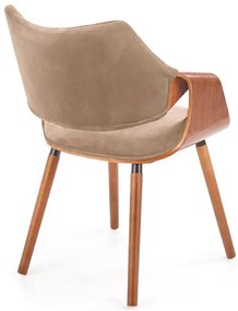 Krzesło tapicerowane K396 VELVET beżowe/orzech HALMAR
