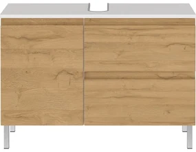 Biała szafka pod umywalkę w dekorze dębu 80x56 cm Torrance – Germania