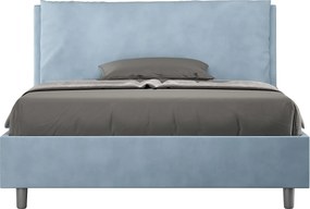 Łóżko bez stelaża tapicerowane 140x200 microfibra błękitny Antea Large