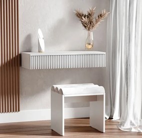 Biały taboret tapicerowany welurem M5-Z07