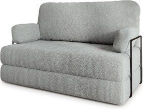 Masseno Sofa piankowa KESTE z funkcją spania, Kanapa z pianki do salonu, Bezmontażowa, Tkanina bucle – Jasnoszary QUELLE 83