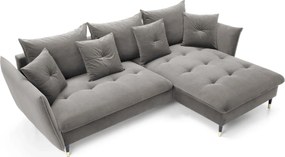 Jasnoszara kanapa narożna pikowana T5-K22