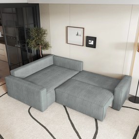 Masseno Narożnik ERONIS z funkcją spania i pojemnikiem na pościel Narozniki L, Rozkładana sofa - Jasnoszary, POSO 55