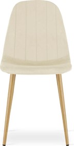 Jasnobeżowe metalowe krzesło tapicerowane welurem T3-H36