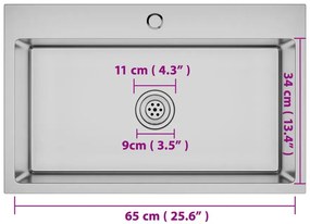 Srebrny zlew kuchenny z otworem na baterię - Tapis 7X