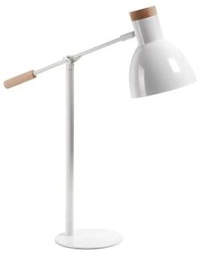 Biała lampa stołowa z litego drewna bukowego z metalowym kloszem (wysokość 54 cm) Tescarle – Kave Home