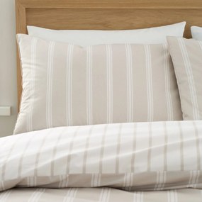 Beżowa bawełniana pościel dwuosobowa 230x220 cm Ashford Stripe – Bianca