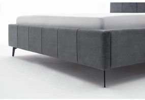 Antracytowe tapicerowane łóżko dwuosobowe ze schowkiem i stelażem 160x200 cm Lizzano – Meise Möbel