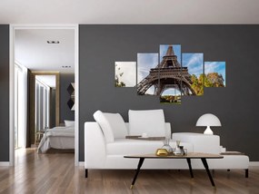 Obraz - Kolorowa wieża Eiffla (125x70 cm)