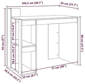 Proste biurko z półkami szary beton Larosa 5X