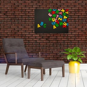 Obraz na szkle - kolorowe litery (70x50 cm)
