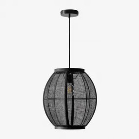 Lampa Sufitowa Wisząca Z Lnu Ziyec Czarna & Ø35 Cm - Sklum