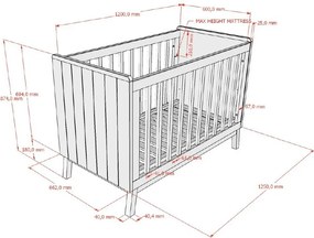 Beżowe łóżeczko z litego drewna sosnowego z regulowaną wysokością 60x120 cm Sezane – Vipack