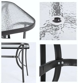 Stół stolik prostokątny T25 120x80 szklany metal na balkon taras do ogrodu