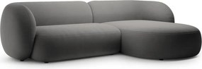 Ciemnoszary aksamitny narożnik (prawostronny/z szezlongiem) Kate – Micadoni