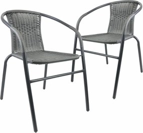 Zestaw krzeseł ogrodowych bistro, szare, 2 szt