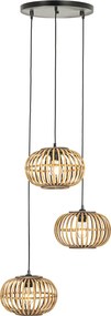 Orientalna lampa wisząca bambusowa 3-punktowa okrągła - Amira