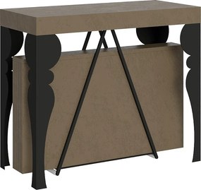 Konsola rozkładana 90x40/196 cm Riza Small szaro-beżowy rama w kolorze antracytu