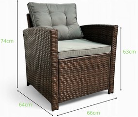 Komplet 2 foteli ogrodowych Minora 020-SC naturalny, poduszki szare