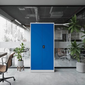 Biurowa szafa metalowa na akta JAN, 900 x 1850 x 400 mm, szaro-niebieska