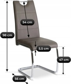 Krzesło Tapicerowane LOPEZ Szare Na Płozach Ekoskóra Nowoczesne