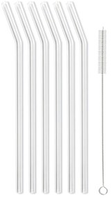 Zestaw 6 białych szklanych słomek Vialli Design, dł. 23 cm