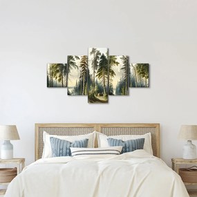 Obraz - Krajobraz lasów w stylu vintage (125x70 cm)