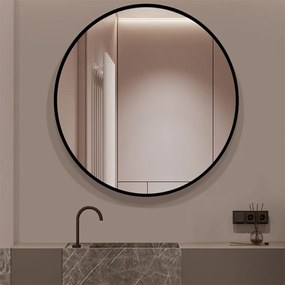 Okrągłe lustro dekoracyjne 80 cm – nowoczesny styl, idealne do łazienki, salonu lub sypialni