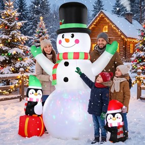 Outsunny Nadmuchiwany świąteczny bałwan, 243 cm, z kolorowym oświetleniem LED, na zewnątrz | Aosom PL