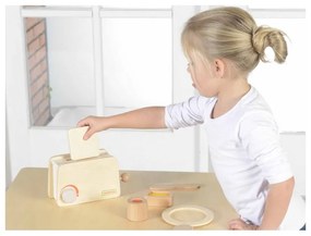 Drewniany toster + masło kromka nóż talerz dżem masterkidz