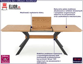 Prostokątny stół rozkładany w stylu loftowym - Niclos