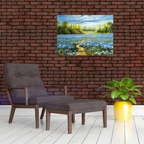 Obraz na szkle - Ścieżka w polu, obraz olejny (70x50 cm)