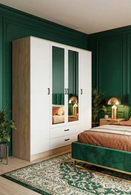 Czterodrzwiowa szafa uchylna dąb sonoma + biały W3-F40