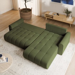 Masseno Narożnik FRIGA z funkcją spania i pojemnikiem na pościel Narozniki L, Rozkładana sofa - Oliwkowy, ARAGON 39