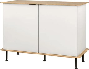 Szarobeżowa komoda w dekorze dębu z otworem na kable 120x88x50 cm Suumo – noo.ma