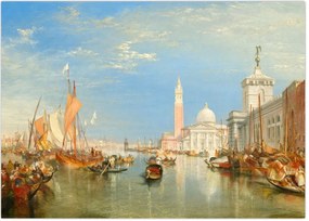 Obraz na szkle - Joseph Mallord William Turner, Venice the Dogana and San Giorgio Maggiore, reprodukcje (70x50 cm)