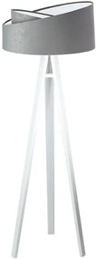 Szaro-biała lampa stojąca trójnóg welurowa - S023 F3-B57