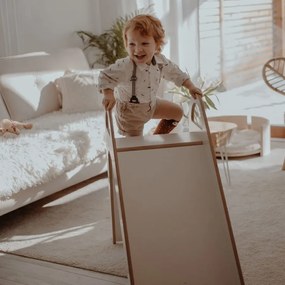 Drewniana zjeżdżalnia dla dziecka do pokoju 87x46cm montessori, biała - meowbaby®