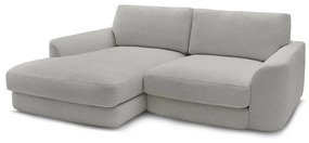 Jasnoszary narożnik z materiału bouclé (lewostronny/z szezlongiem) Leonore – Bobochic Paris