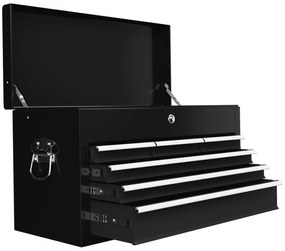 HOMCOM Skrzynka Narzędziowa z Zamkiem, 3 Szuflady, Obudowa Stalowa, 60x26x34cm, Czarna