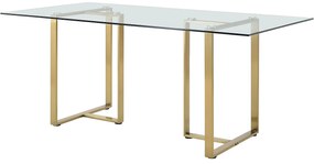 Stół do jadalni dla 6 osób ze szkła hartowanego i stali nierdzewnej – przezroczysty i złoty – NILESA II marki Pascal Morabito