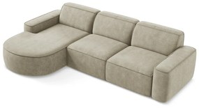 Beżowy narożnik z tkaniny szenilowej (lewostronny/z szezlongiem) Omao – Makamii