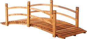 Outsunny most ogrodowy 1,85 m drewniany most przejście drewniana kładka most stawowy most ozdobny z balustradą do 200 kg lite drewno kolor pomarańczowy | Aosom