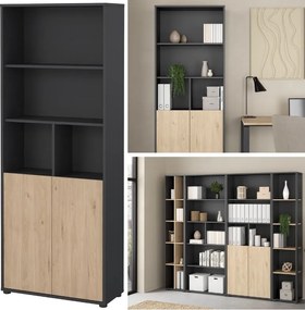 Dwudrzwiowy regał biurowy Sign 80 jackson hickory/szary mat