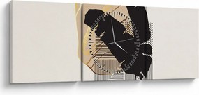 Obraz - Abstrakcja z tropikalnymi liśćmi N⁰4 (z zegarem) (90x30 cm)