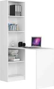Biurko AKORD SMART z regałem Białe 125 cm kolor Biały mat 5 półek 125x50x180 cm
