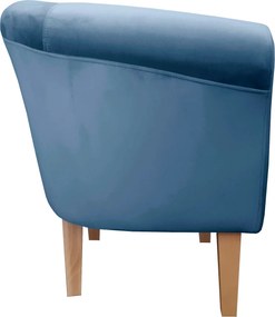Fotel Milo tkanina Welur wygodny fotel tapicerowany do salonu i sypialni : Kolor nogi - Drewno, Kolor tkaniny - VELVET - MG33, Wysokość nogi - 20 cm
