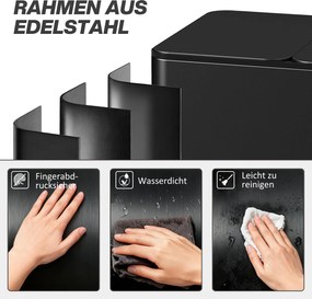 HOMCOM Kosz na śmieci z 3 x 20 L komorami, pokrywami dezodorantowymi, odporny na odciski palców, soft-close, wyjmowany, czarny